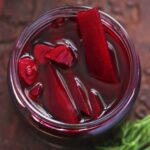 Instant Beetroot Pickle with Jaggery in a glass jar