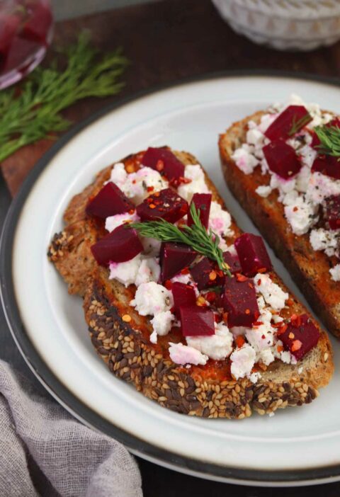Pickled Beetroot And Feta Toast